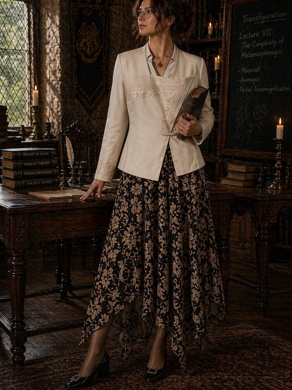 Hogwarts Professor Outfit Size 12 – Embroidered Jacket, Blouse, Scarf, Skirt